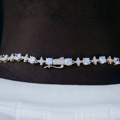 Round Stone Star Tennis Chain in Yellow Gold - 8mm
