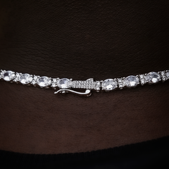 Diamond Mixed Oval Cut Tennis Chain in White Gold - 5mm