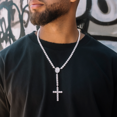 Micro Clustered Rosary Chain in White Gold - 6mm