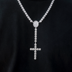 Micro Clustered Rosary Chain in White Gold - 6mm
