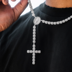 Micro Clustered Rosary Chain in White Gold - 6mm