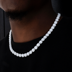 Clustered Tennis Chain in White Gold- 8.5mm