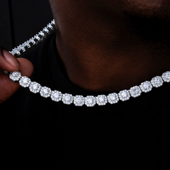 Clustered Tennis Chain in White Gold- 8.5mm