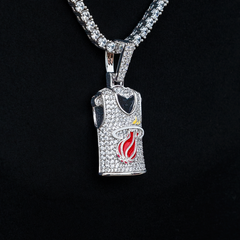 Miami Heat Official NBA Jersey Pendant - White Gold