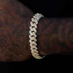 12MM Prong Baguette Cuban Bracelet - Gold