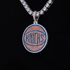 New York Knicks Official NBA Team Secondary Logo Pendant in White Gold