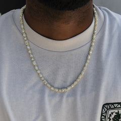 Mixed Diamond Pave Chain in Yellow Gold