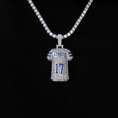 Dallas Cowboys Brandon Aubrey Jersey Pendant in White Gold