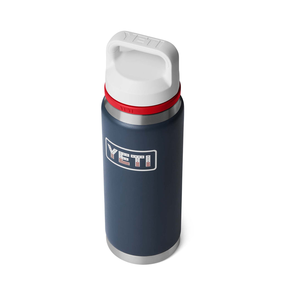 YETI Red. White. Navy Rambler 26oz Chug Bottle