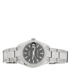 Stainless Steel 18K White Gold 31mm Oyster Perpetual Datejust Watch Black 178274