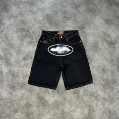 Corteiz Island Baggy Denim Shorts Black