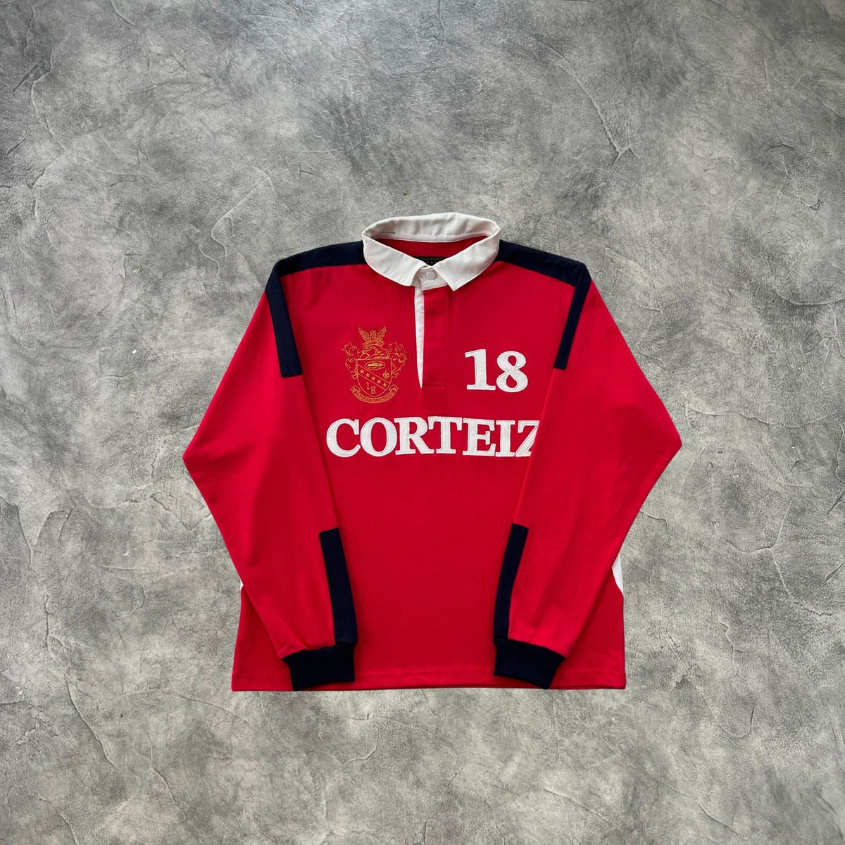 Corteiz Paneled Rugby Long Sleeves Jersey Red