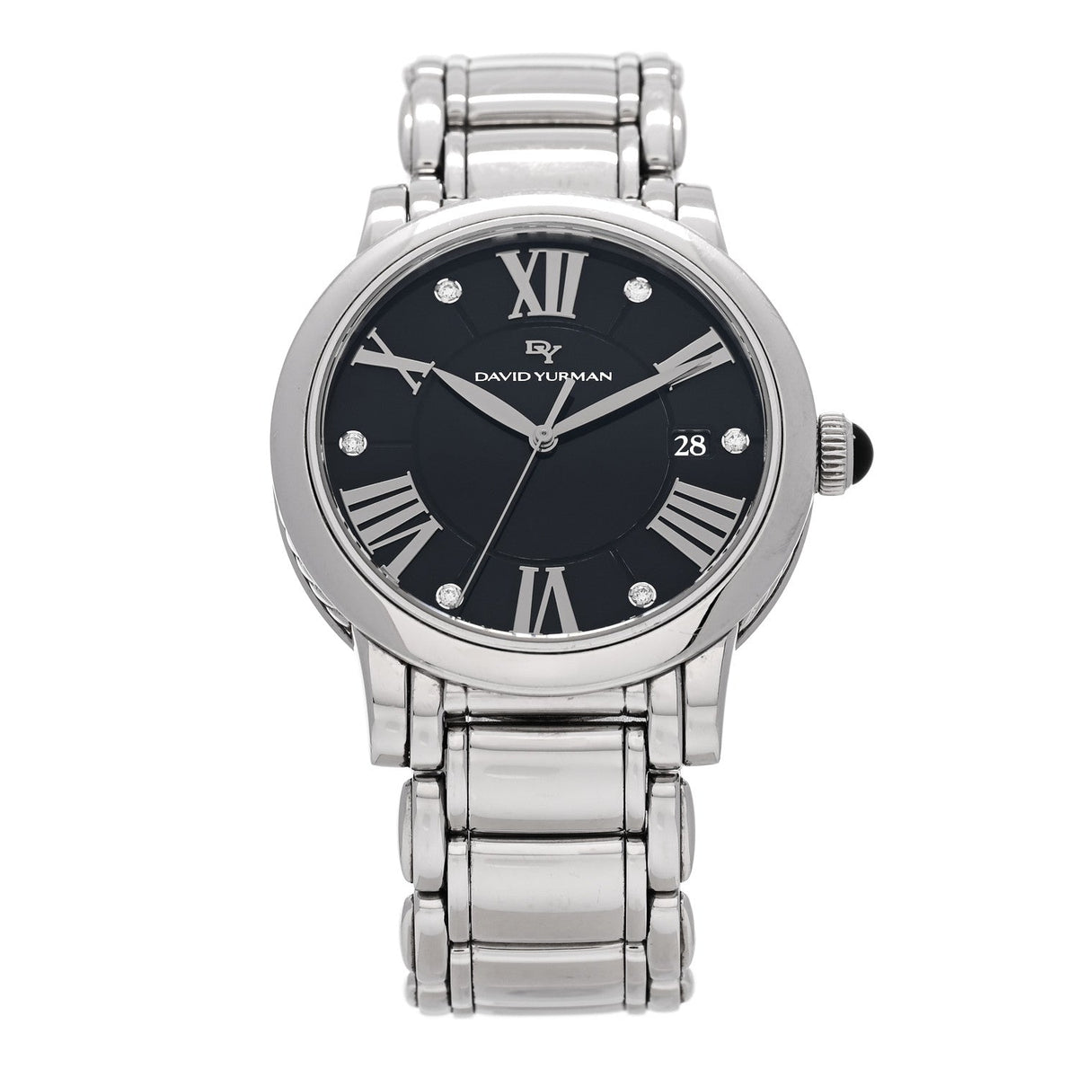 Stainless Steel Diamond 38mm Classic Quartz Watch Black