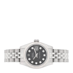 Stainless Steel 18K White Gold Diamond 26mm Oyster Perpetual Datejust Watch Black 179174