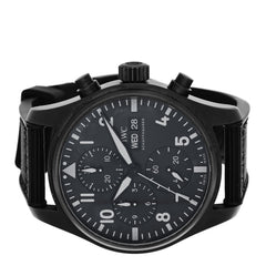 Ceramic Titanium Textile 41mm Pilot Top Gun Chronograph Automatic Watch Black IW388106