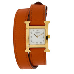 Stainless Steel Swift 21mm Heure H Hour Double Tour Quartz Watch Orange