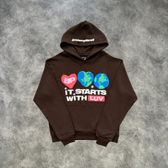 Broken Planet It Starts With Luv Hoodie Brown