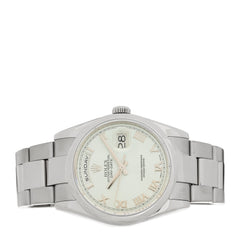18K White Gold 36mm Oyster Perpetual Day-Date Watch Ice Blue Roman 118209