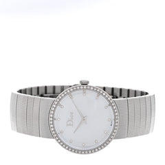 Stainless Steel Diamond Bezel Mother of Pearl 33mm La D De Dior Quartz Watch