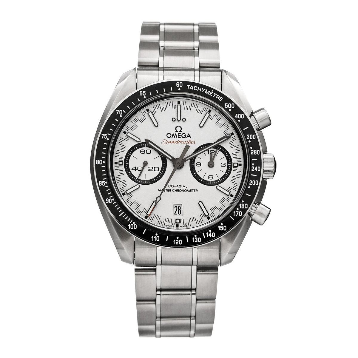Stainless Steel 44mm Speedmaster Racing Co-Axial Master Chronometer Chronograph Automatic Watch White 329.30.44.51.04.001