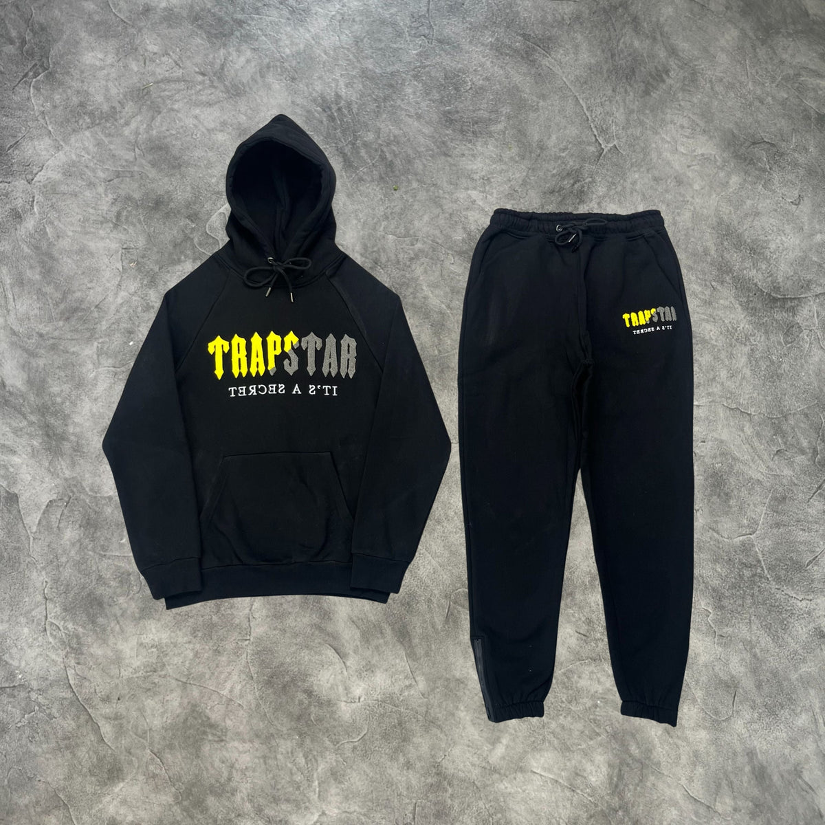 Trapstar Chenille 2.0 Decoded Hooded Tracksuit Black/Yellow/Grey