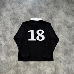 Corteiz Paneled Rugby Long Sleeves Jersey Black