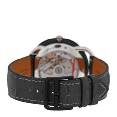 Platinum Titanium Alligator 43mm Arceau Le Temps Voyageur Automatic Watch Noir