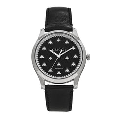 Stainless Steel Calfskin 42mm G-Timeless Bee Automatic Watch Black