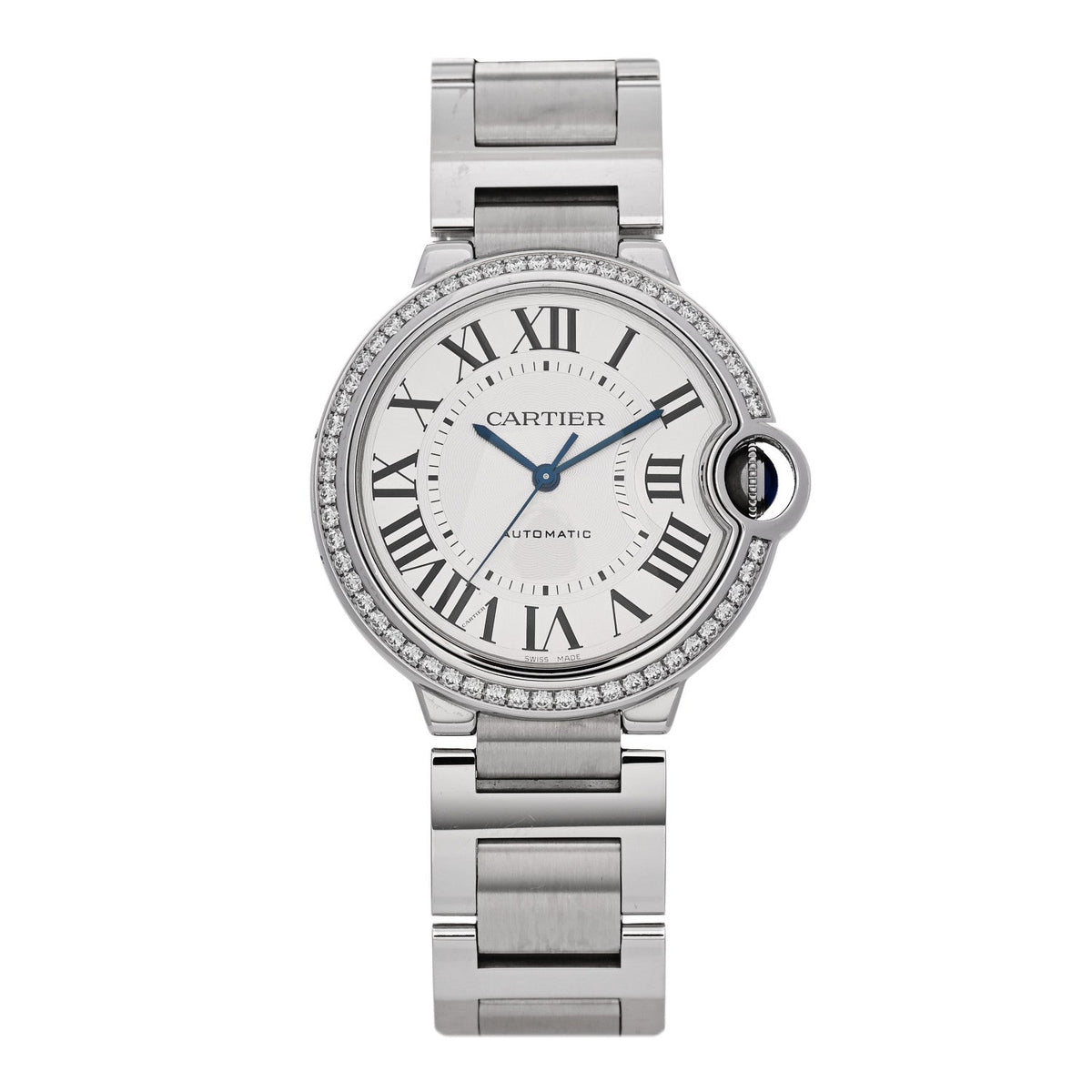Stainless Steel Diamond Bezel 36mm Ballon Bleu De Cartier Automatic Watch