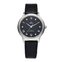 Stainless Steel Alligator Diamond 34mm De Ville Prestige Automatic Watch Blue 434.13.34.20.53.002