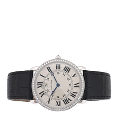 18K White Gold Alligator Diamond Bezel 36mm Ronde Louis Manual Winding Watch