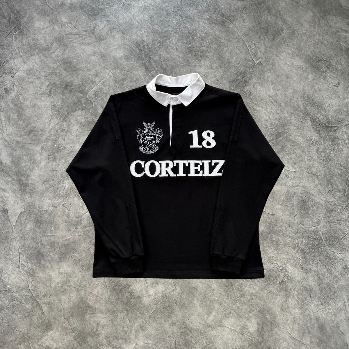 Corteiz Paneled Rugby Long Sleeves Jersey Black
