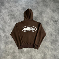 Corteiz Zip-Up Hoodie Brown