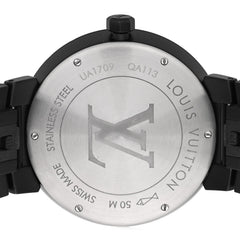 Stainless Steel Rubber 39mm Tambour Slim Rainbow Quartz Watch Black