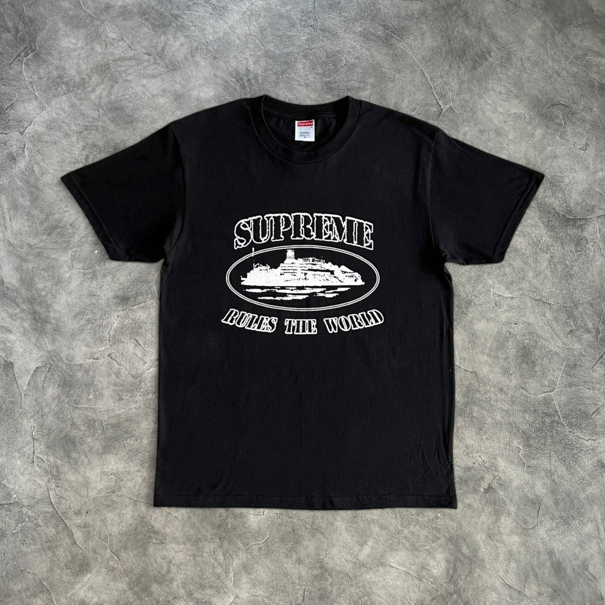Corteiz Rules The World Supreme T-Shirt Black/White