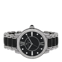 Stainless Steel Ceramic Diamond Bezel 38mm Classic Quartz Watch Black