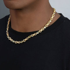 Iced Canary Link Circle Chain in Yellow Gold - 6MM