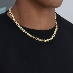 Iced Canary Link Circle Chain in Yellow Gold - 6MM