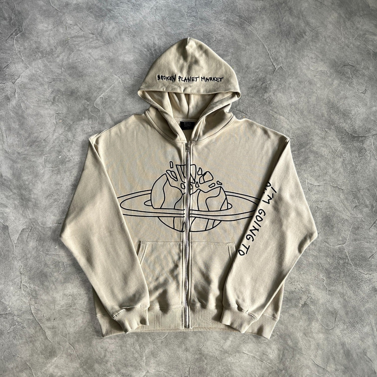 Broken Planet Zip-Up Hoodie Apricot