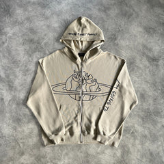 Broken Planet Zip-Up Hoodie Apricot