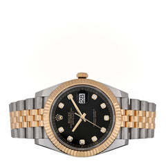 Stainless Steel 18K Yellow Gold Diamond 41mm Oyster Perpetual Datejust Watch Black 126333