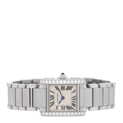 Stainless Steel Diamond Bezel 20mm Tank Francaise Quartz Watch