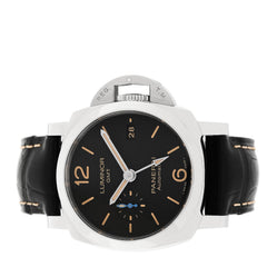 Stainless Steel Alligator 42mm Luminor 1950 3 Days GMT Automatic Watch Black PAM01535