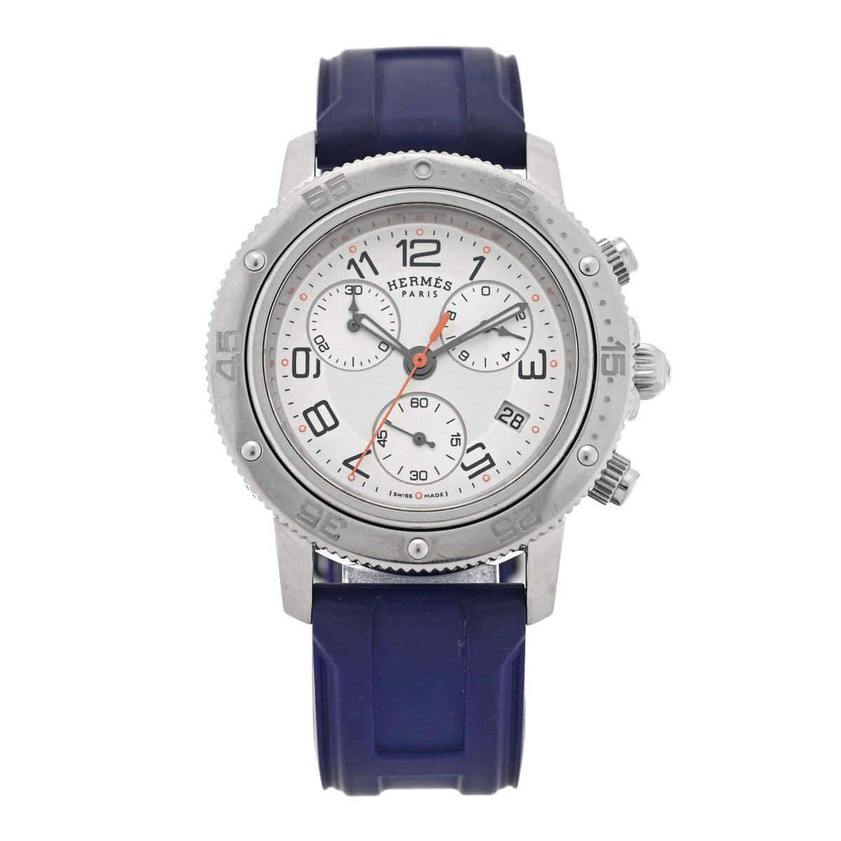 Stainless Steel Rubber 36mm Clipper Chronograph Quartz Watch Blue