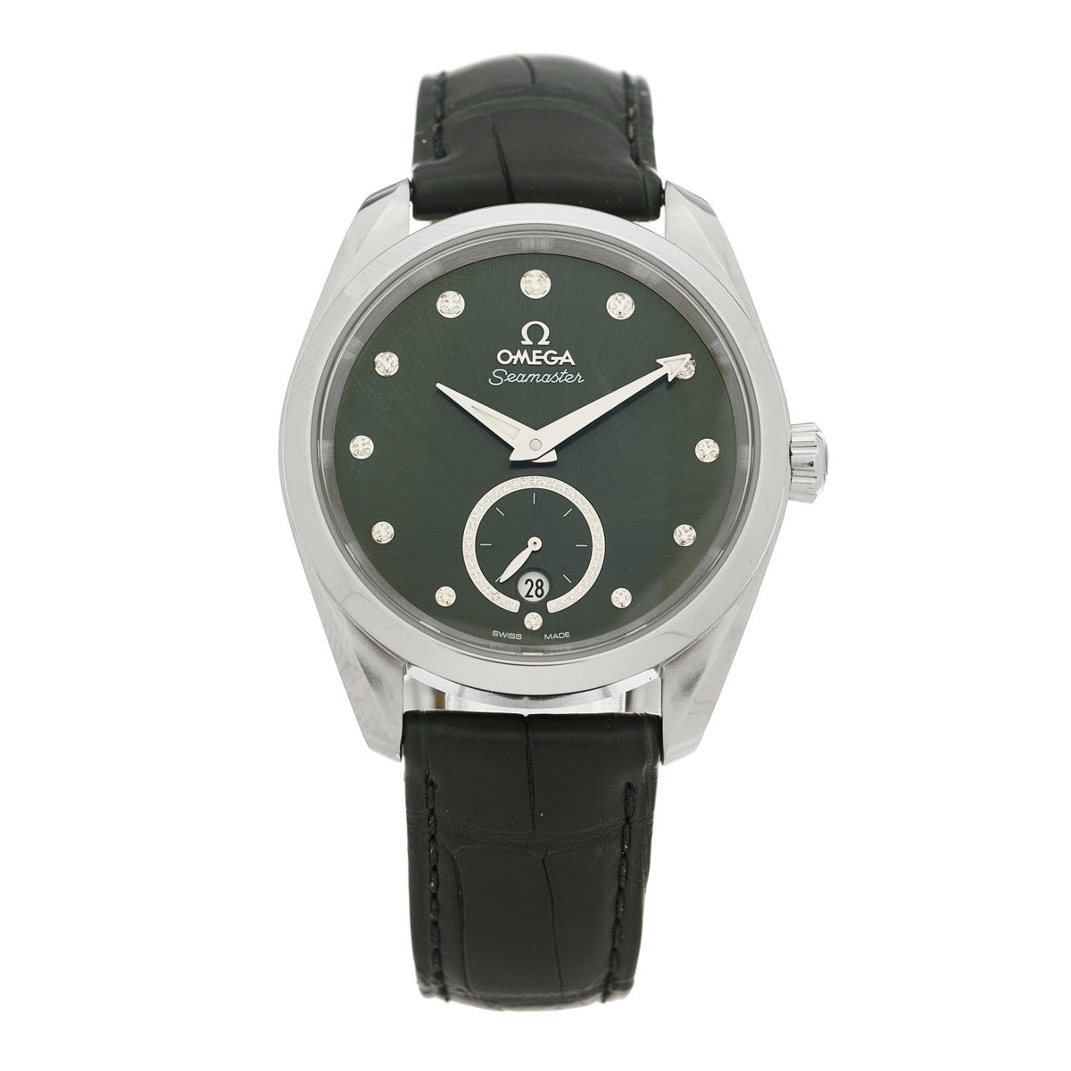 Stainless Steel Alligator Diamond 38mm Seamaster Aqua Terra Co-Axial Automatic Watch Green 220.13.38.20.60.001
