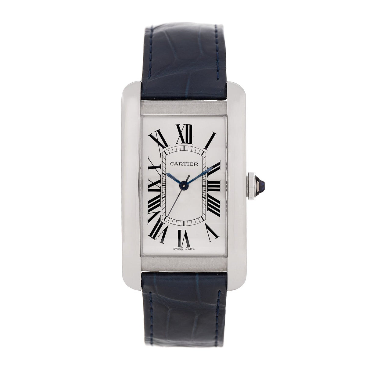 Stainless Steel Alligator 27mm Tank Americaine Automatic Watch Blue