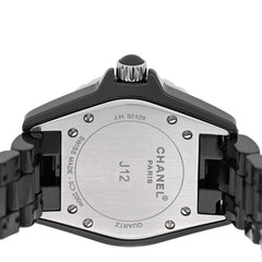 Stainless Steel Ceramic Diamond Dial 33mm J12 Quartz Watch Black