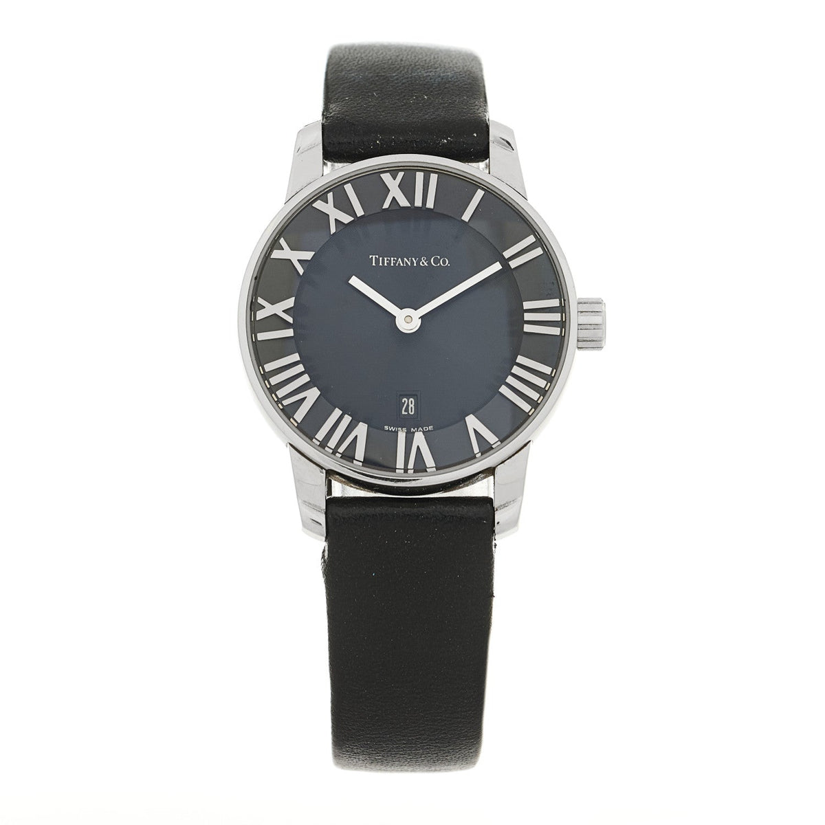 Stainless Steel Calfskin 29mm Atlas 2-Hand Quartz Watch Black