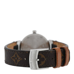 Stainless Steel Monogram 28mm Tambour Quartz Watch Brown
