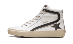 Slide LAB White leather with star and flash in brown suede GMF00115 F006459 10283